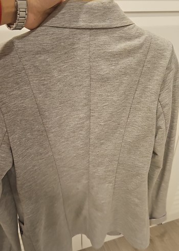 Gri Kadın Keten Blazer Ceket - Görsel 4