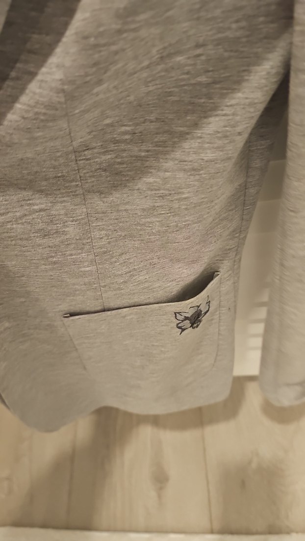 Gri Kadın Keten Blazer Ceket - Görsel 3