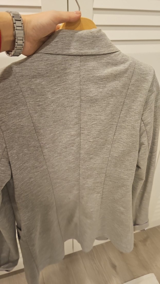 Gri Kadın Keten Blazer Ceket - Görsel 4