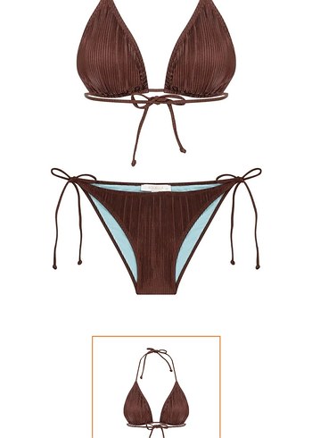 Kahverengi Piliseli İpli Bikini