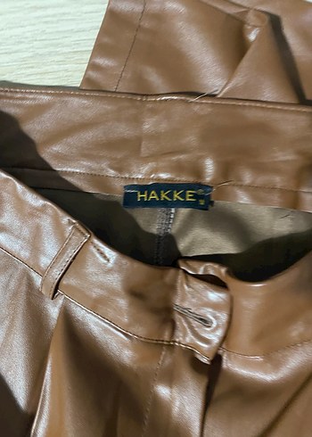 Düğmeli Kahverengi Deri pantolon - Görsel 3