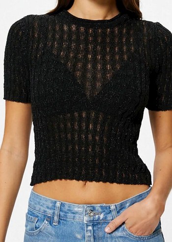 Dantel Detaylı Siyah V Yaka Kadın Bluz - Görsel 2