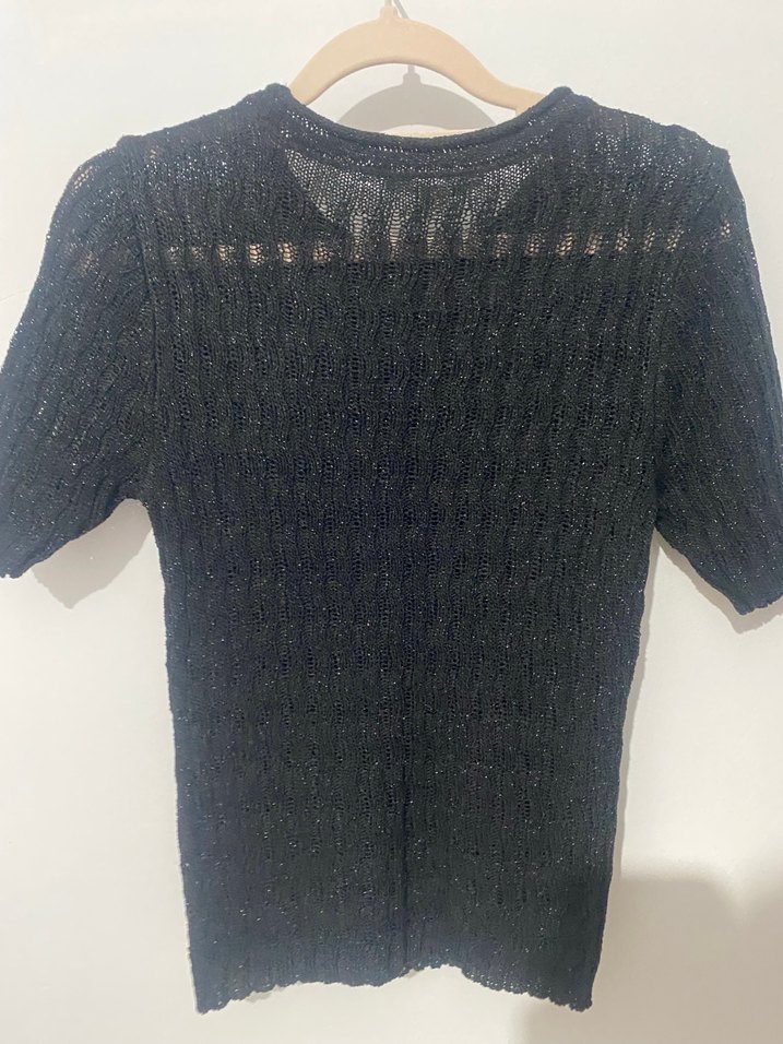 Dantel Detaylı Siyah V Yaka Kadın Bluz - Görsel 5