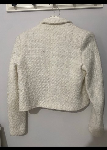 Beyaz Mini Düğmeli Kadın Blazer Ceket - Görsel 2