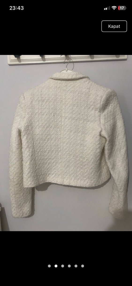 Beyaz Mini Düğmeli Kadın Blazer Ceket - Görsel 2