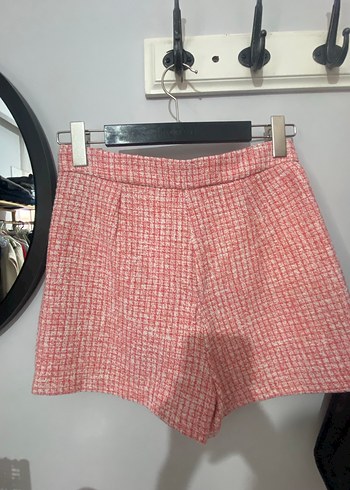 Düğmeli Pembe Mini  şort Etek - Görsel 4