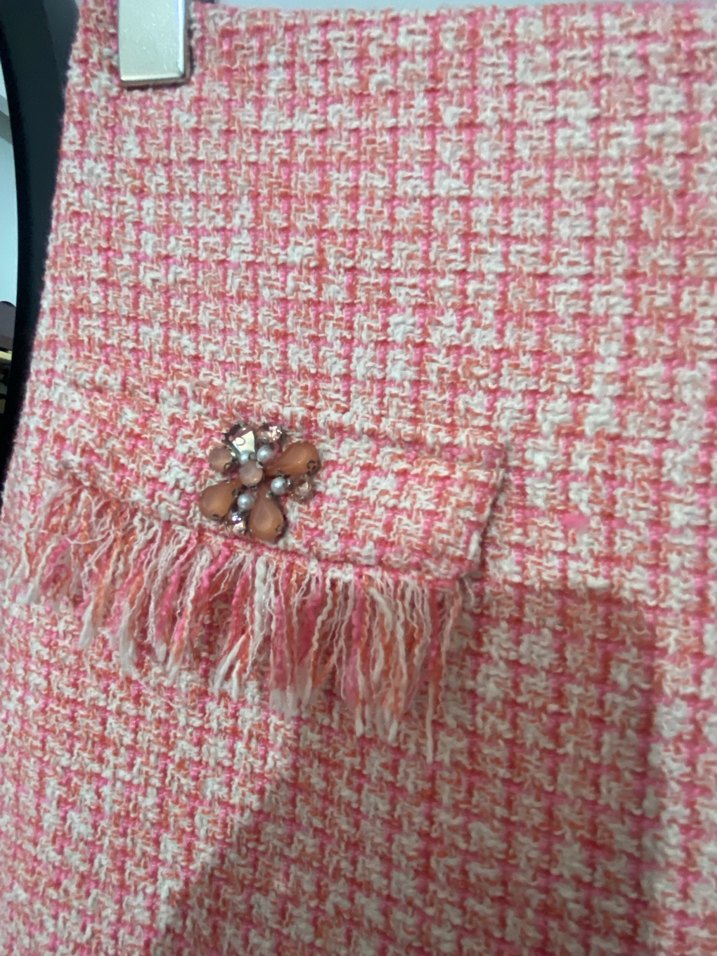 Düğmeli Pembe Mini  şort Etek - Görsel 2