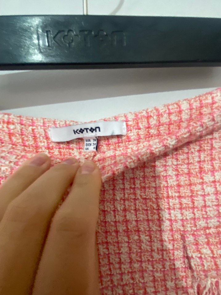 Düğmeli Pembe Mini  şort Etek - Görsel 3