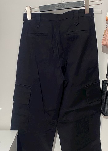 Kadın siyah kanvas kargo pantolon - Görsel 6