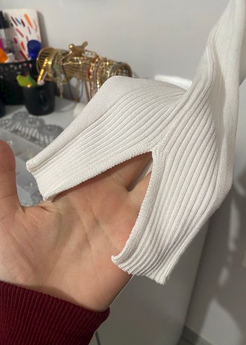 Beyaz Kadın Triko Midi Elbise - Görsel 5