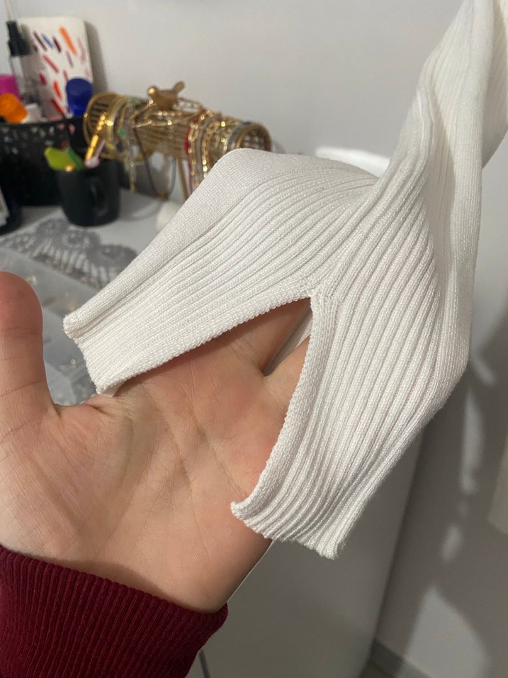 Beyaz Kadın Triko Midi Elbise - Görsel 5