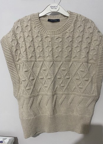 Kadın Beyaz Kısa Örgü Süveter - Görsel 2