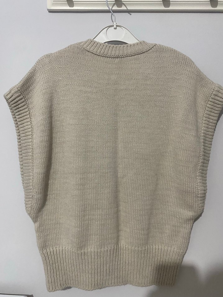 Kadın Beyaz Kısa Örgü Süveter - Görsel 4