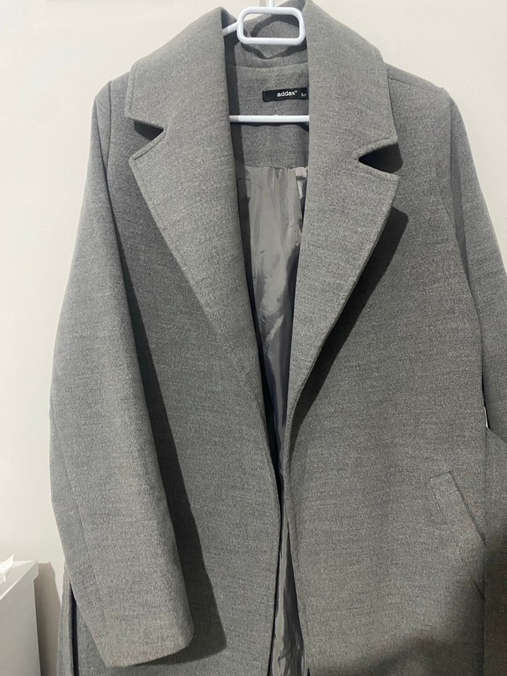 Kemerli Düğmeli Kruvaze Uzun Kaşe Kaban - Görsel 4