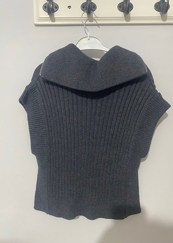 Gri Kısa Kollu Fermuarlı Kadın Kazak - Görsel 4