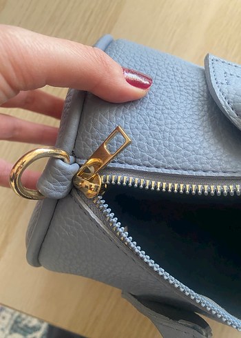 Minimalist Mavi Deri Kadın Çanta - Görsel 4