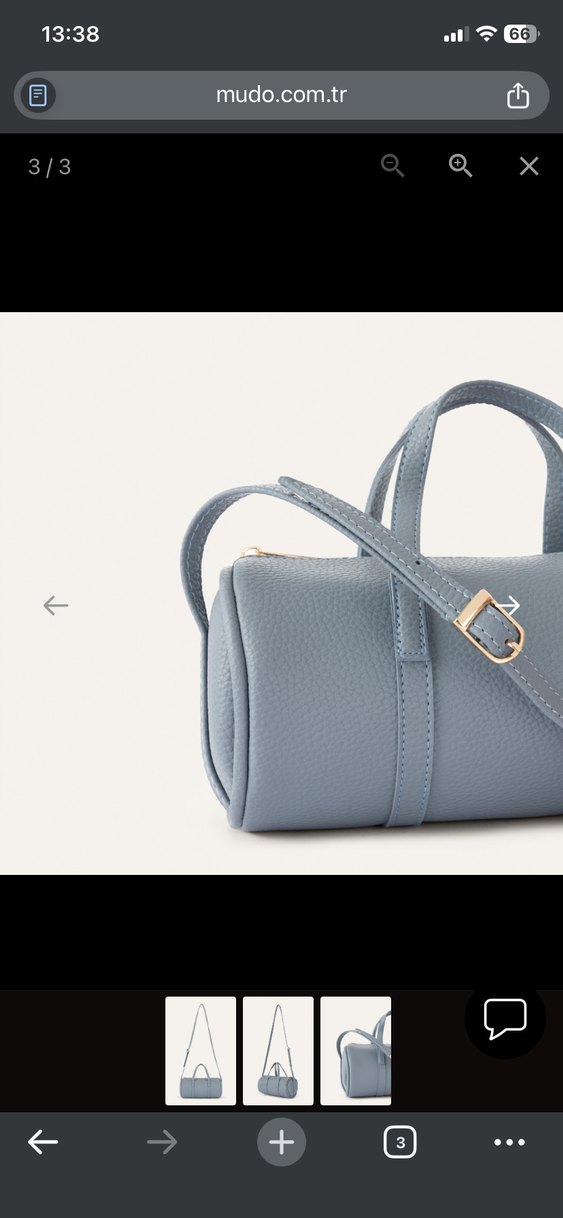 Minimalist Mavi Deri Kadın Çanta - Görsel 3