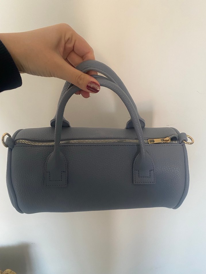 Minimalist Mavi Deri Kadın Çanta - Görsel 5