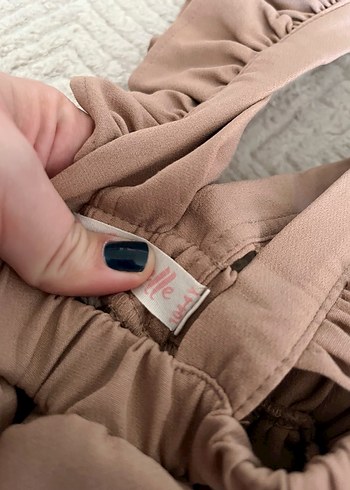 Kız Çocuk Bej Deri Fırfırlı Elbise - Görsel 2