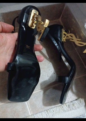 Altın Renk Yılan Desenli Deri Topuklu Ayakkabı Gerçek Deri - Görsel 10