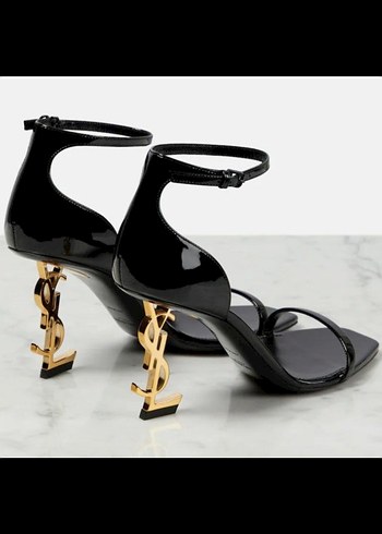 Altın Renk Yılan Desenli Deri Topuklu Ayakkabı Gerçek Deri - Görsel 4