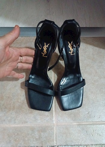 Altın Renk Yılan Desenli Deri Topuklu Ayakkabı Gerçek Deri - Görsel 7