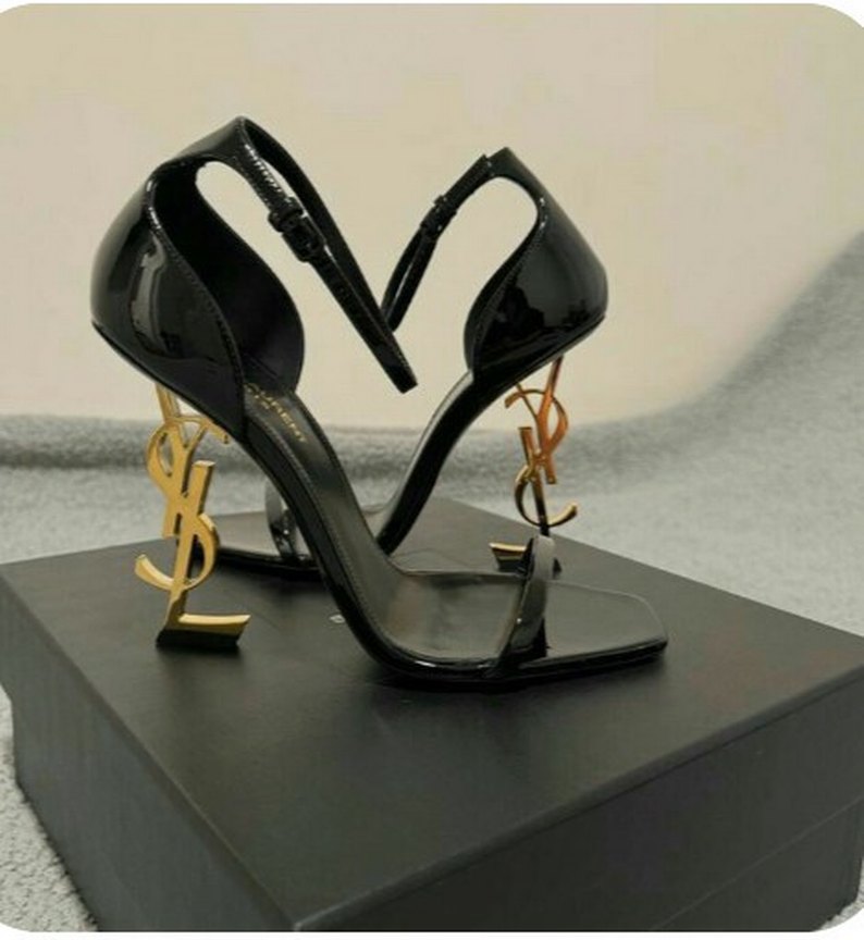 Altın Renk Yılan Desenli Deri Topuklu Ayakkabı Gerçek Deri - Görsel 3