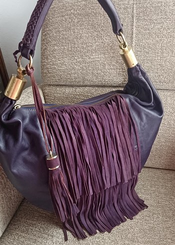 Reiss Mor Süet Püsküllü Bohem Kadın Çantası - Görsel 7