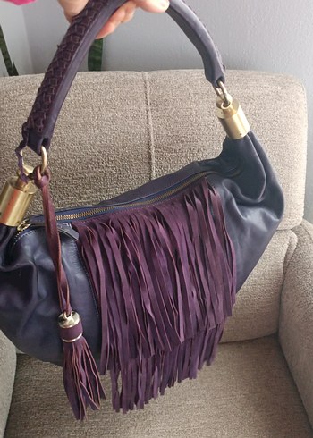 Reiss Mor Süet Püsküllü Bohem Kadın Çantası - Görsel 2