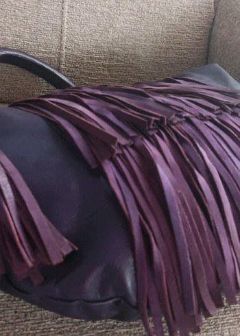 Reiss Mor Süet Püsküllü Bohem Kadın Çantası - Görsel 8