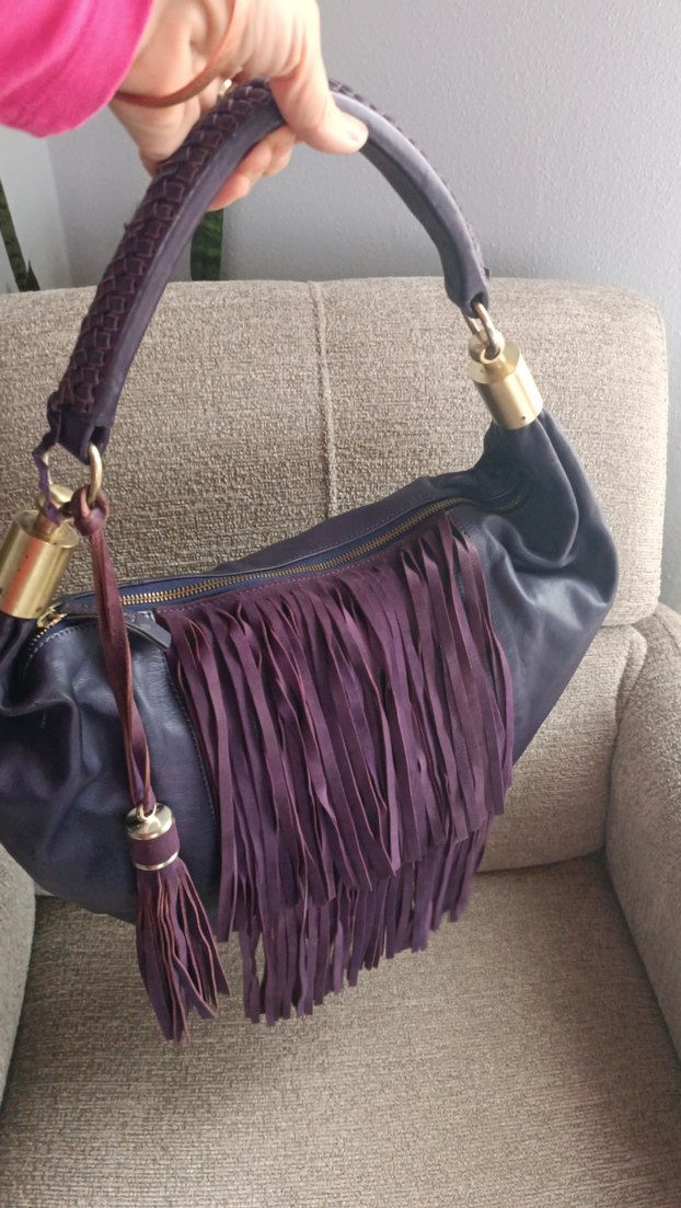 Reiss Mor Süet Püsküllü Bohem Kadın Çantası - Görsel 2