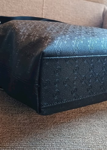 Orjinal Vakko Siyah Deri Kadın Çanta Fermuarlı - Görsel 11