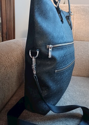 Orjinal Vakko Siyah Deri Kadın Çanta Fermuarlı - Görsel 4