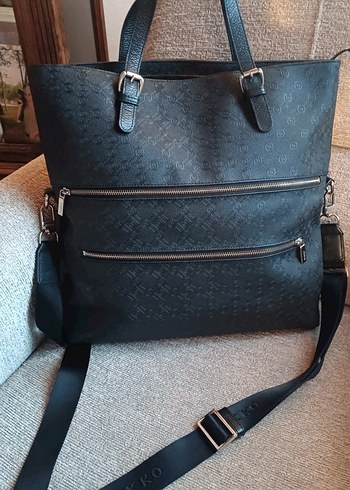 Orjinal Vakko Siyah Deri Kadın Çanta Fermuarlı - Görsel 3