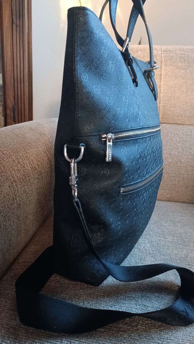 Orjinal Vakko Siyah Deri Kadın Çanta Fermuarlı - Görsel 4