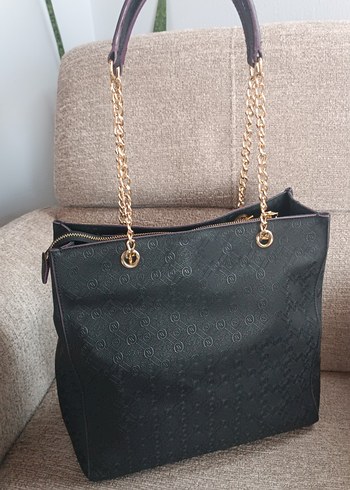 Vakko Zincir Askılı  Zincir Detaylı Siyah Deri Kadın Çanta - Görsel 5