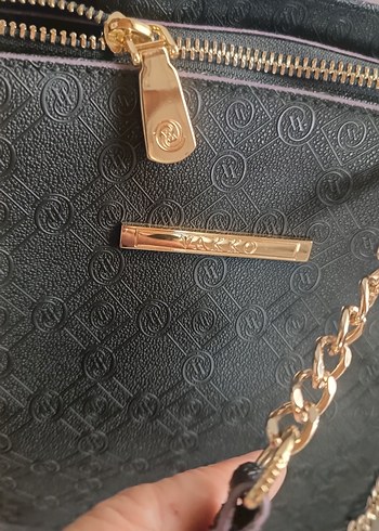 Vakko Zincir Askılı  Zincir Detaylı Siyah Deri Kadın Çanta - Görsel 8