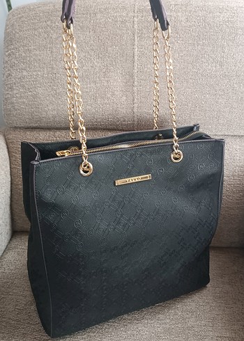 Vakko Zincir Askılı  Zincir Detaylı Siyah Deri Kadın Çanta - Görsel 7