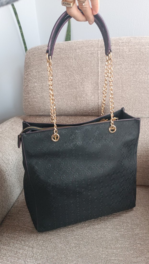 Vakko Zincir Askılı  Zincir Detaylı Siyah Deri Kadın Çanta - Görsel 5