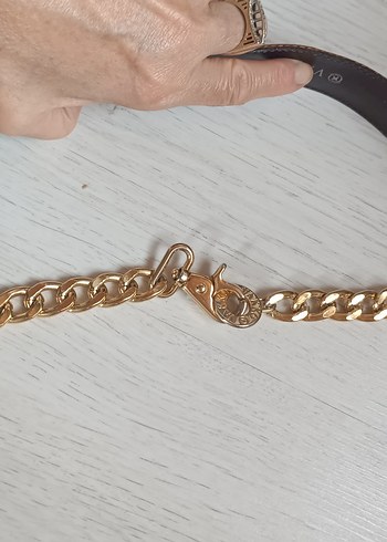 VAKKO Altın Zincir Detaylı Deri Kadın Kemer - Görsel 6