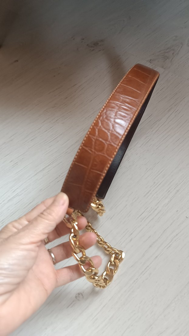 VAKKO Altın Zincir Detaylı Deri Kadın Kemer - Görsel 2