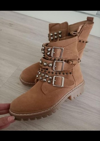 Aldo Gerçek Deri Karamel Deri Askeri Biker Bot - Görsel 4