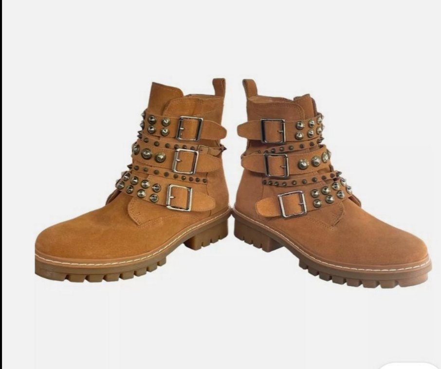 Aldo Gerçek Deri Karamel Deri Askeri Biker Bot - Görsel 2