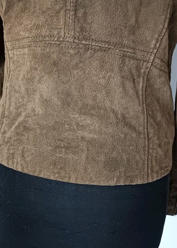 Mango  Gerçek Güderi  Retro Biker Ceket - Görsel 5