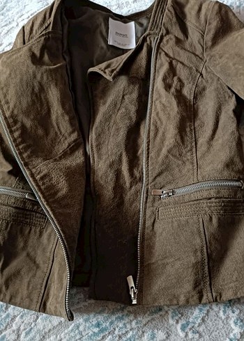 Mango  Gerçek Güderi  Retro Biker Ceket - Görsel 6