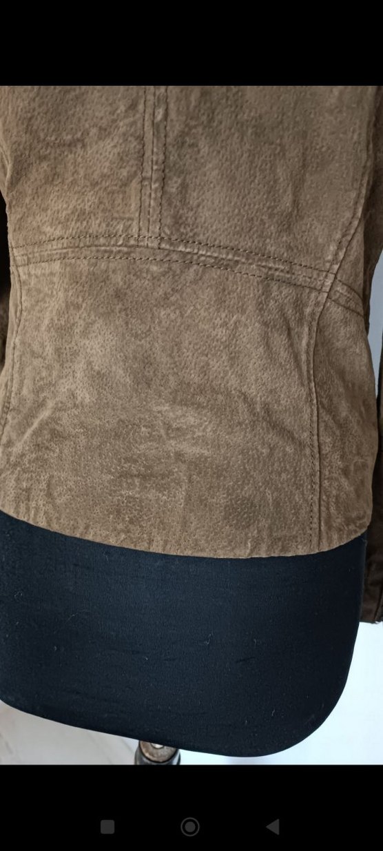 Mango  Gerçek Güderi  Retro Biker Ceket - Görsel 5