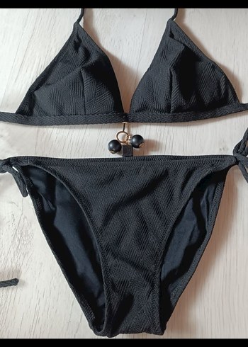 Zeki Dagi Siyah Bağcıklı Minimalist Bikini