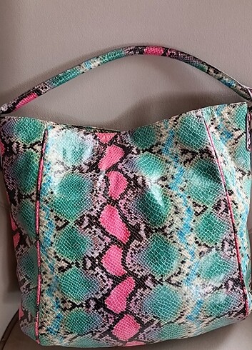 Nine West Yılan Derisi Desenli Rengarenk Büyük Boy ????????????