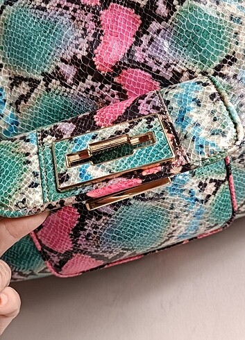 Beden çeşitli Renk Nine West Yılan Derisi Desenli Rengarenk Büyük Boy ????????????
