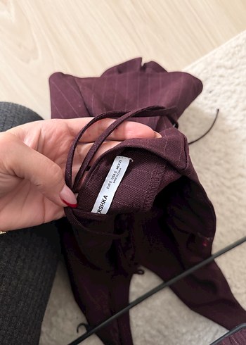 Bordo Halter Yaka Düğmeli Kadın Yelek - Görsel 2